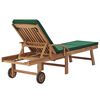 vidaXL Sun Loungers with Cushions 2 pcs Solid Teak Wood Green