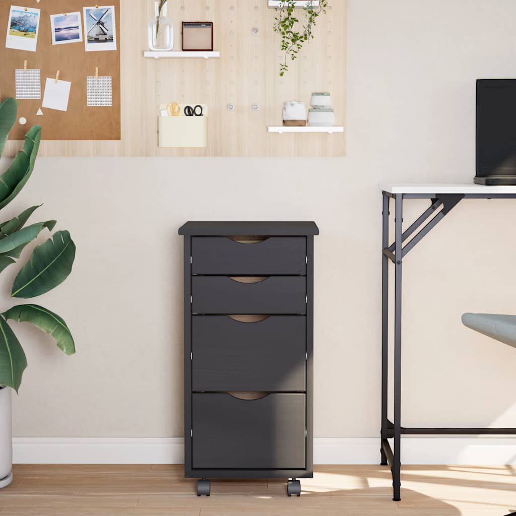 vidaXL Rolling Cabinet with Drawers MOSS Grey Solid Wood Pine