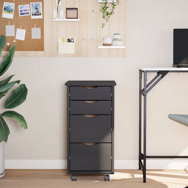 vidaXL Rolling Cabinet with Drawers MOSS Grey Solid Wood Pine