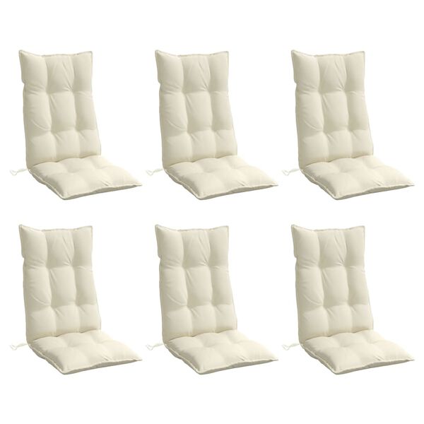 vidaXL Highback Chair Cushions 6 pcs Cream Oxford Fabric