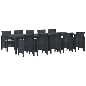 vidaXL Garden Dining Set with Cushion 11 pcs Anthracite and Cream