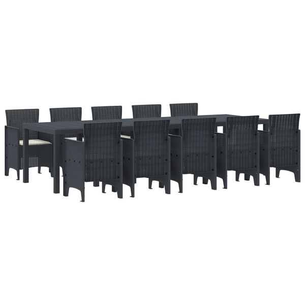 vidaXL Garden Dining Set with Cushion 11 pcs Anthracite and Cream