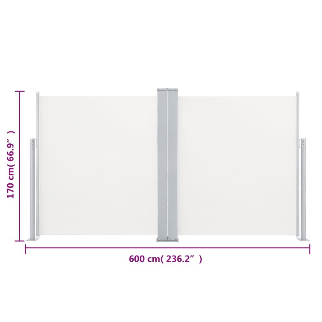 vidaXL Patio Retractable Double Side Awning 170x600 cm Cream