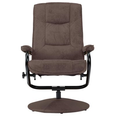 vidaXL TV Armchair with Foot Stool Brown Faux Suede Leather