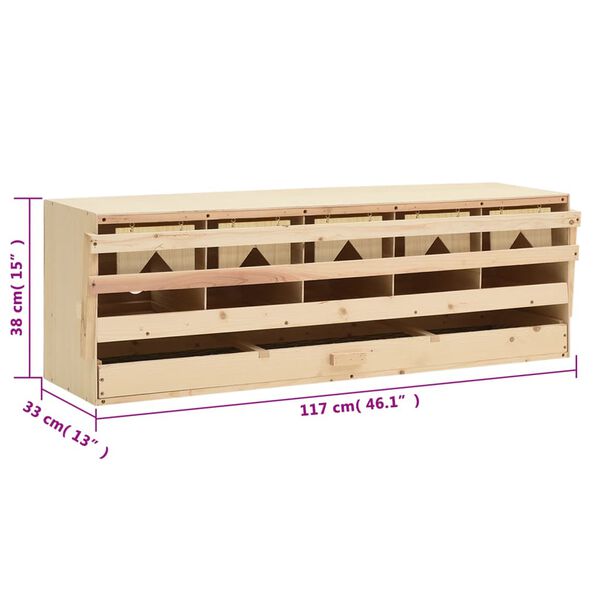 vidaXL Chicken Laying Nest 5 Compartments 117x33x38 cm Solid Pine Wood