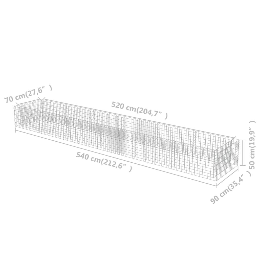 vidaXL Gabion Raised Bed Galvanised Steel 540x90x50 cm