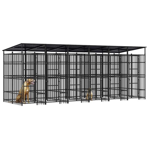vidaXL Outdoor Dog Kennel with Roof Steel 11.06 m&sup2;