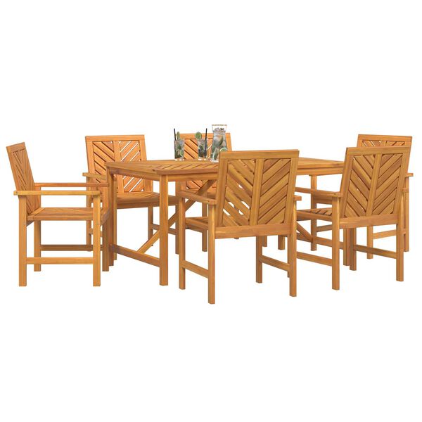 vidaXL Garden Dining Set 7 pcs Brown 150 x 90 x 74 cm