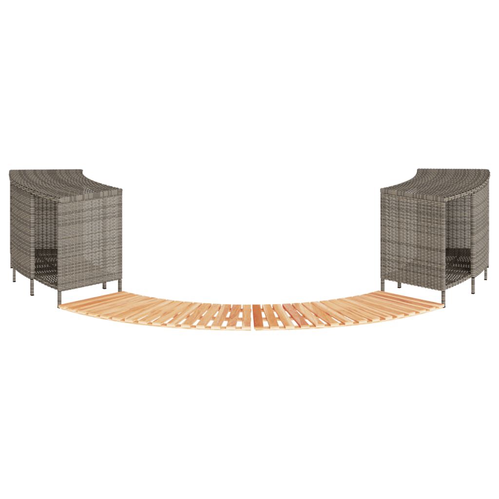 vidaXL Hot Tub Surround Grey Poly Rattan and Solid Wood Acacia