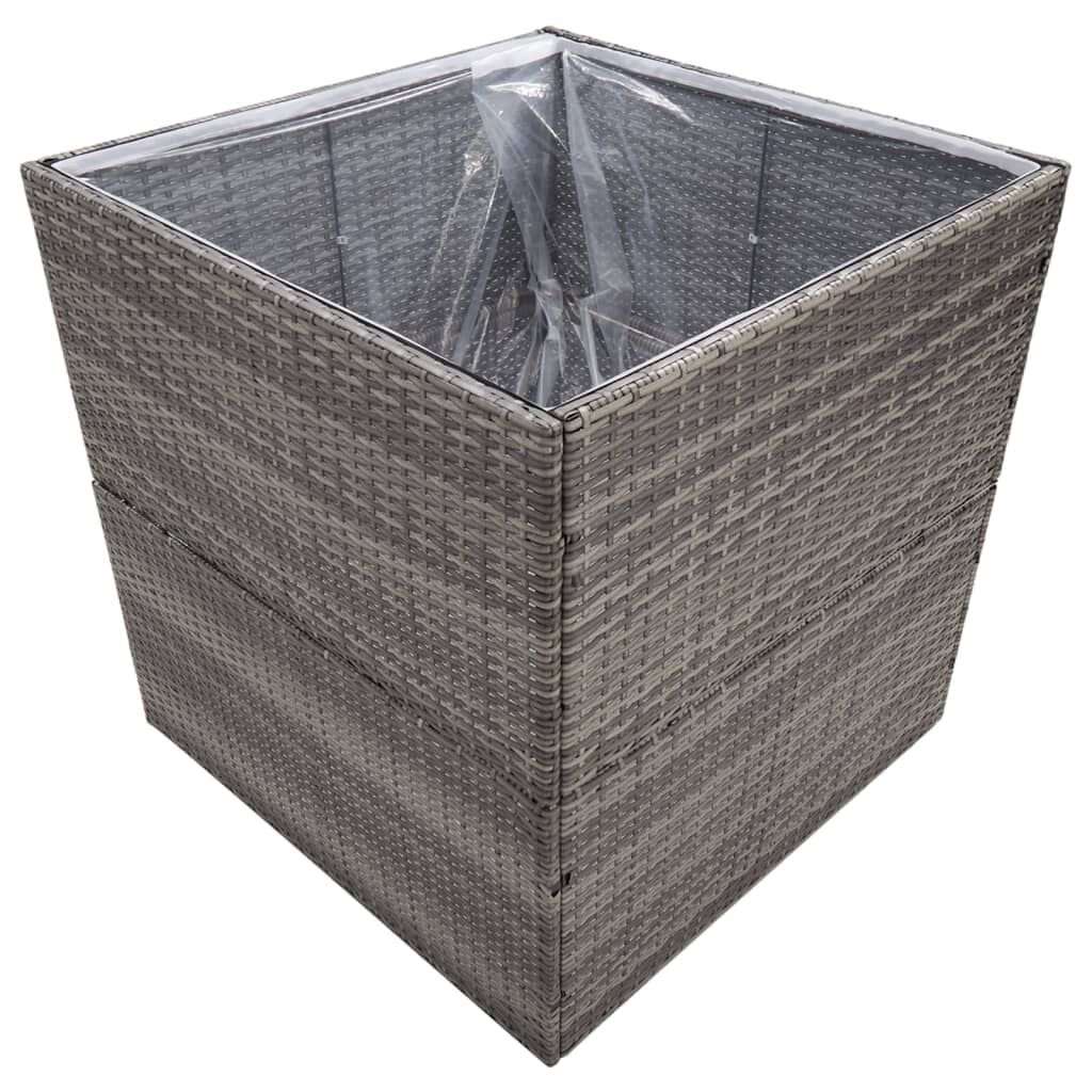 vidaXL Garden Planter Grey 80x80x80 cm Poly Rattan