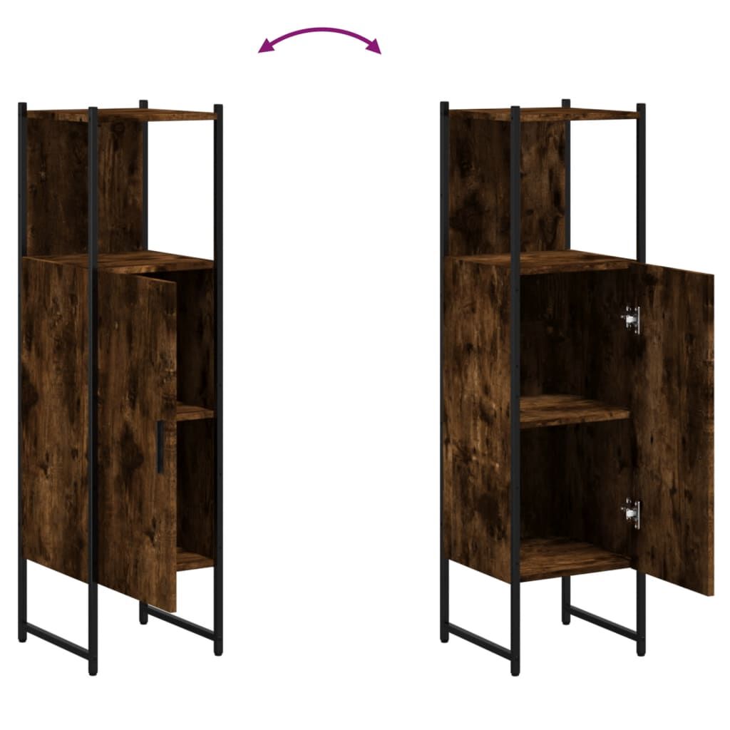 vidaXL Bathroom Cabinet Smoked Oak 33x33x120.5 cm Engineered Wood