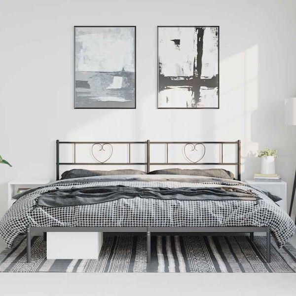 vidaXL Metal Bed Frame without Mattress with Headboard Black 193x203cm