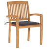 vidaXL Garden Chairs 2 pcs with Anthracite Cushions Solid Teak Wood