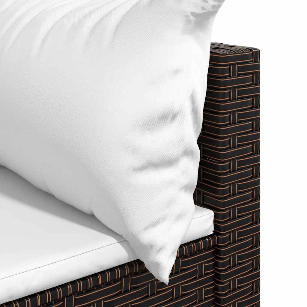 vidaXL Garden Corner Sofa with Cushions Brown Poly Rattan