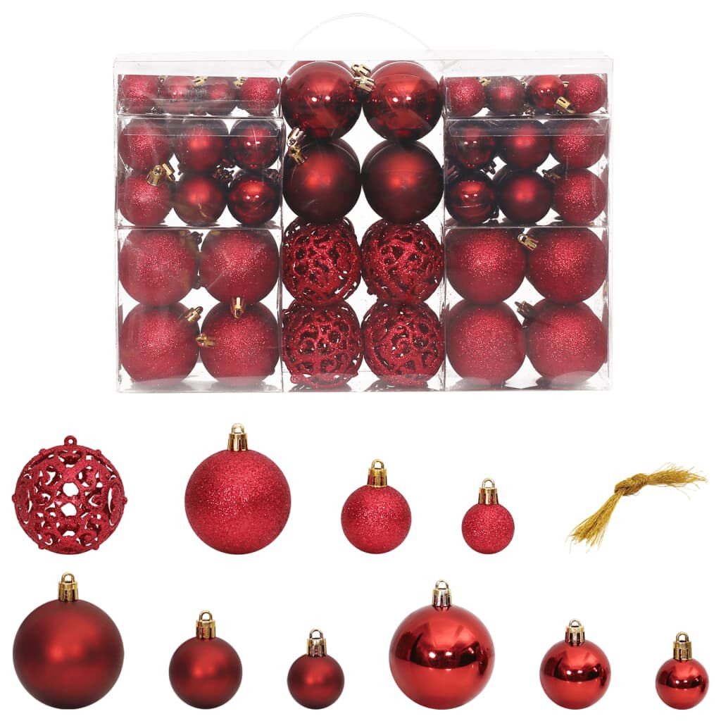 vidaXL Christmas Baubles 100 pcs Wine Red 3 / 4 / 6 cm