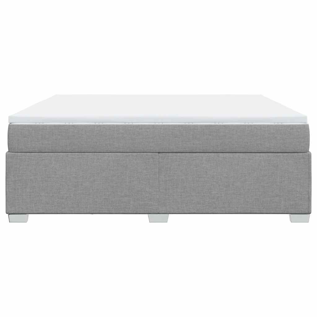 vidaXL Box Spring Bed with Mattress Light Grey King Fabric