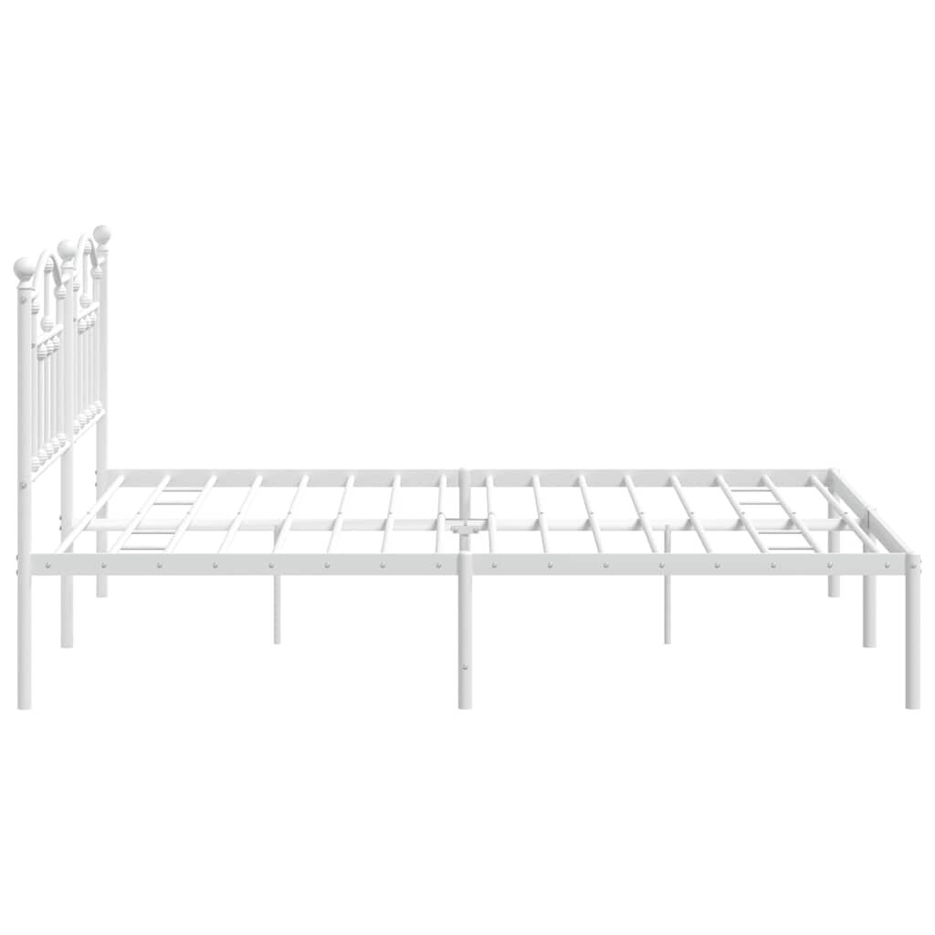 vidaXL Metal Bed Frame without Mattress with Headboard White 183x213cm