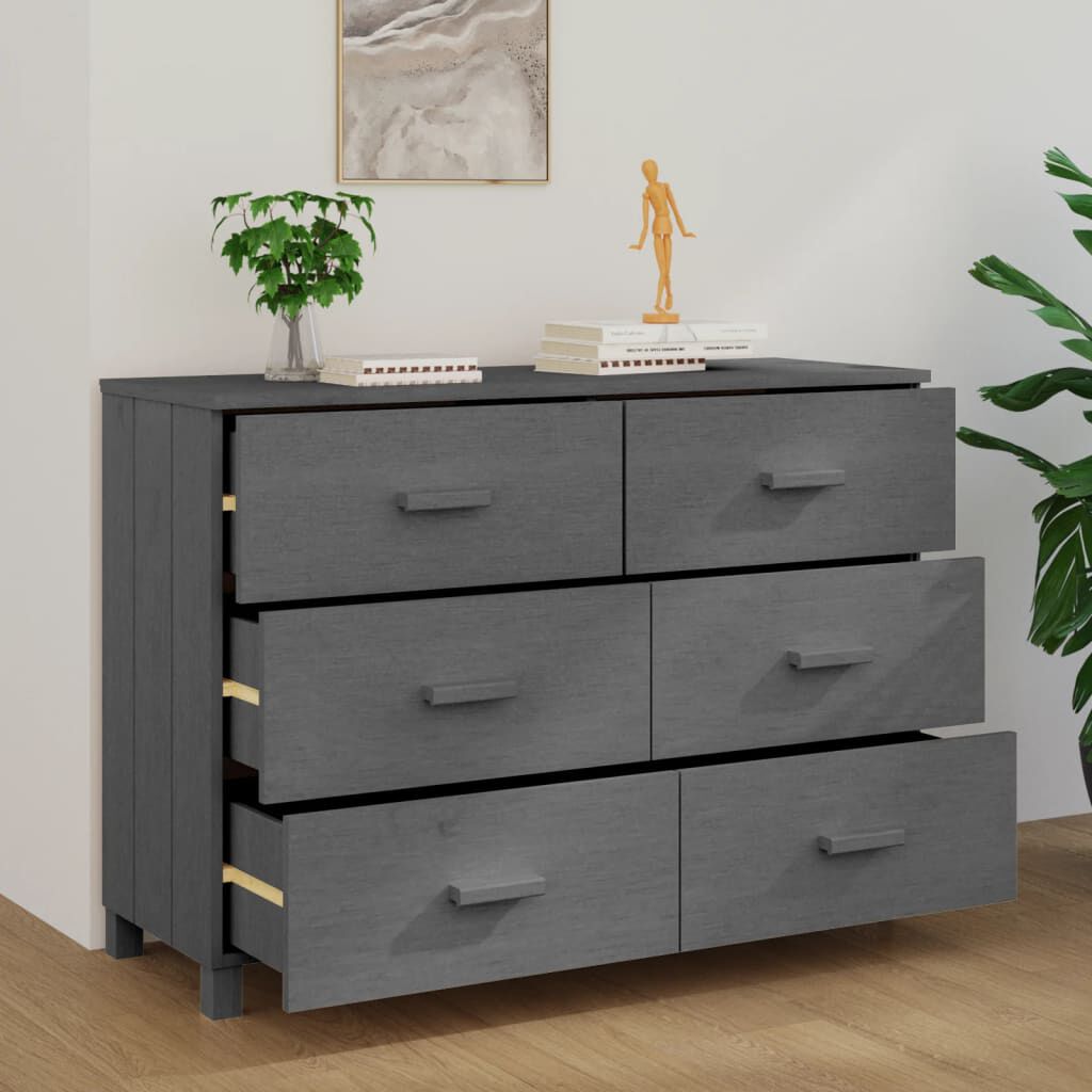 vidaXL Sideboard HAMAR Dark Grey 113x40x80 cm Solid Wood Pine