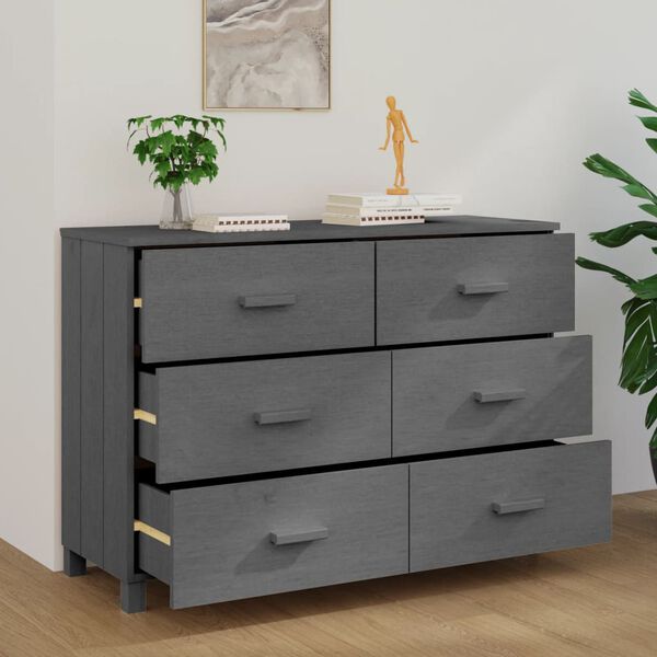 vidaXL Sideboard HAMAR Dark Grey 113x40x80 cm Solid Wood Pine
