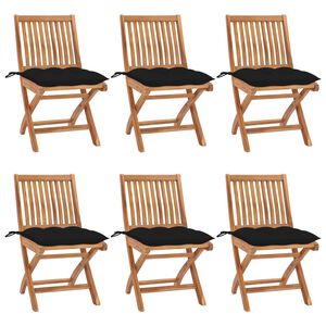 vidaXL Folding Garden Chairs with Cushions 6 pcs Solid Teak Wood