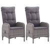 vidaXL 3 Piece Garden Bistro Set Poly Rattan and Glass Grey
