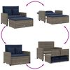 vidaXL Garden Sofa with Cushions 2-Seater Grey Poly Rattan