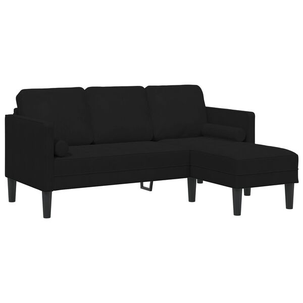 vidaXL Garden Sofa with Bench and Cushions L-Shaped Black Velvet
