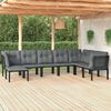 vidaXL 8 Piece Garden Lounge Set Black and Grey Poly Rattan