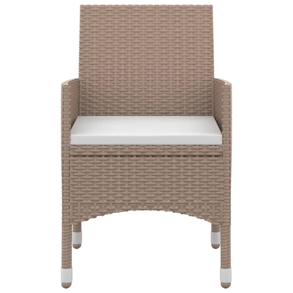 vidaXL 3 Piece Garden Dining Set with Cushions Poly Rattan and Glass