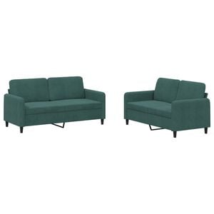 vidaXL 2 Piece Sofa Set Dark Green Velvet