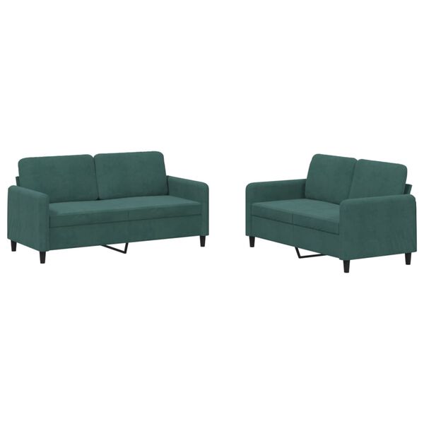 vidaXL 2 Piece Sofa Set Dark Green Velvet