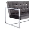 vidaXL 2-Seater Sofa with Armrests Dark grey Chrome and Velvet