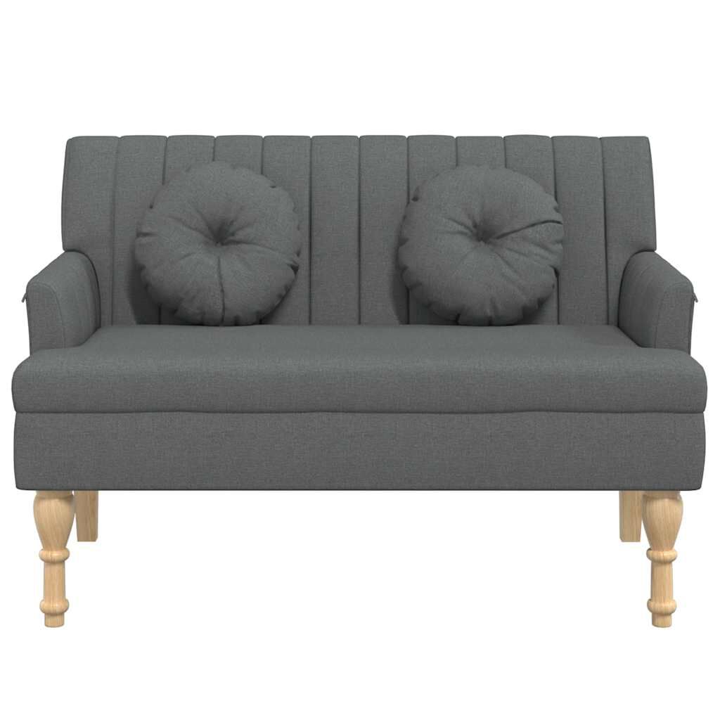 vidaXL Bench with Cushions Dark Grey 113x64.5x75.5 cm Fabric