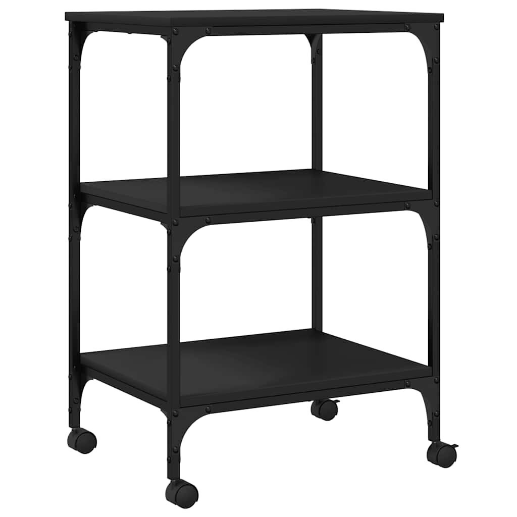vidaXL Printer Stand 3-Tier Black 50x41x75 cm Engineered Wood
