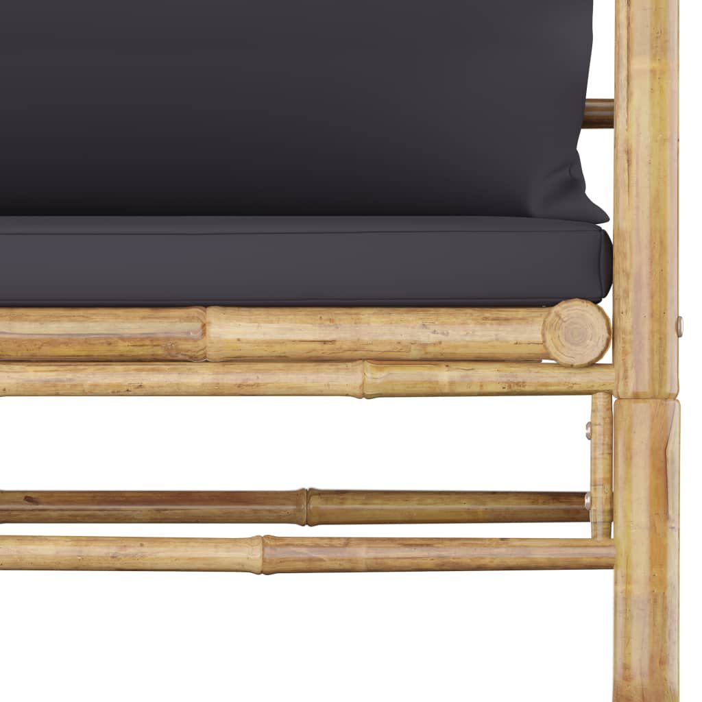 vidaXL 8 Piece Garden Lounge Set with Dark Grey Cushions Bamboo