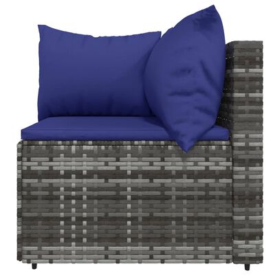 vidaXL 3 Piece Garden Lounge Set with Cushions Grey Poly Rattan
