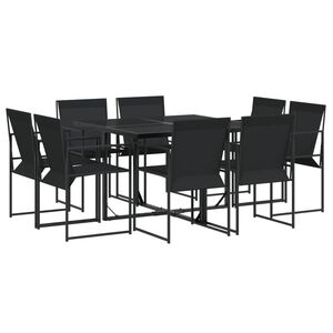 vidaXL 9 Piece Garden Dining Set Black Textilene
