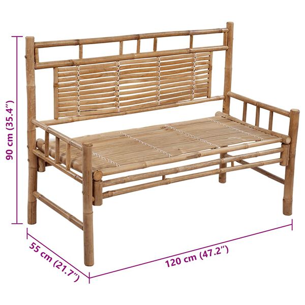 vidaXL Garden Bench with Cushion 120 cm Bamboo
