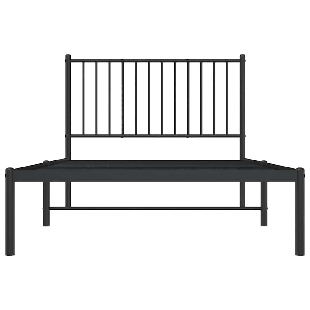 vidaXL Metal Bed Frame without Mattress with Headboard Black 100x190cm