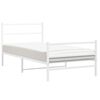 vidaXL Metal Bed Frame without Mattress with Footboard&nbsp;White 100x200cm