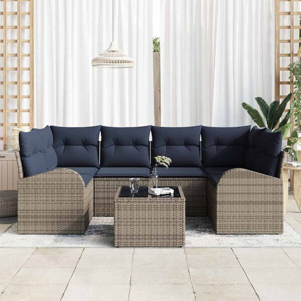 vidaXL Garden Sofa Set Grey 55 x 55 x 37 cm Poly Rattan