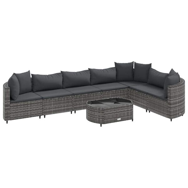 vidaXL 8 Piece Garden Sofa Set with Cushions Grey Poly Rattan
