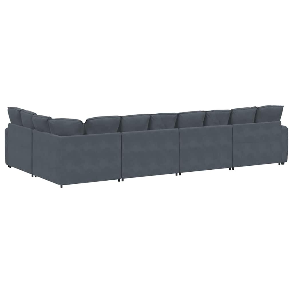 vidaXL Modular Sofa with Cushions Velvet Dark Grey