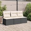 vidaXL Garden Sofa with Cushions 3-Seater Black Poly Rattan