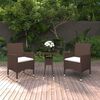 vidaXL 3 Piece Garden Dining Set Poly Rattan Brown