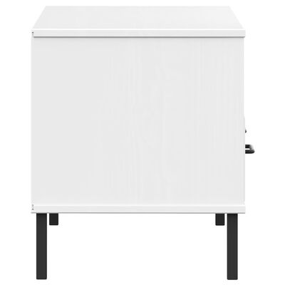 vidaXL TV Cabinet with Metal Legs White Solid Wood Pine OSLO