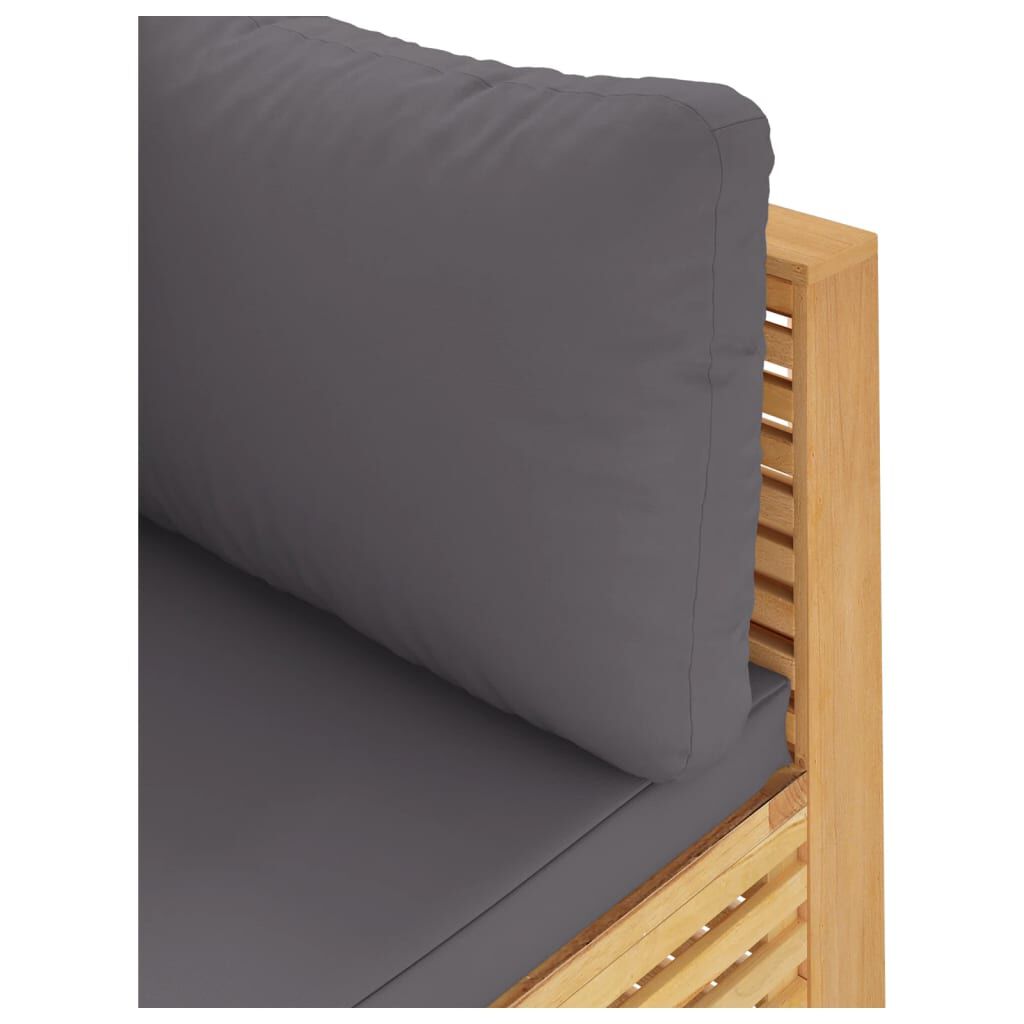 vidaXL Garden Corner Sofa with Dark Grey Cushions Solid Wood Teak