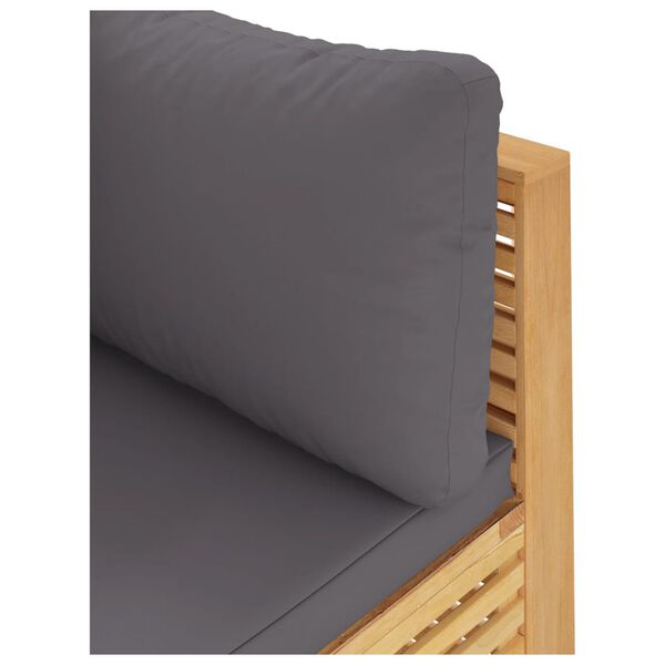vidaXL Garden Corner Sofa with Dark Grey Cushions Solid Wood Teak