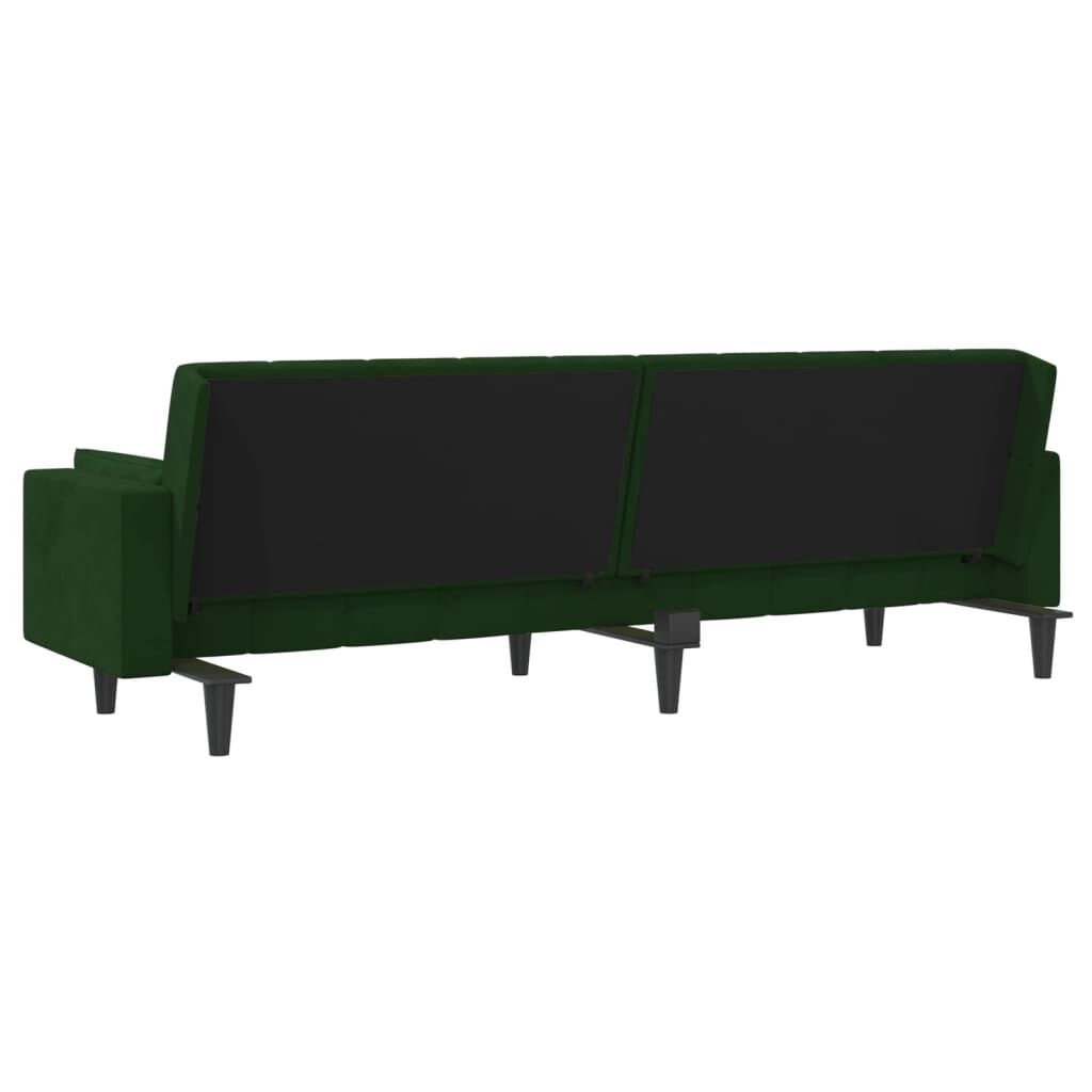 vidaXL 2-Seater Sofa Bed with Two Pillows Dark Green Velvet