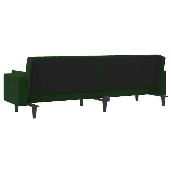 vidaXL 2-Seater Sofa Bed with Two Pillows Dark Green Velvet